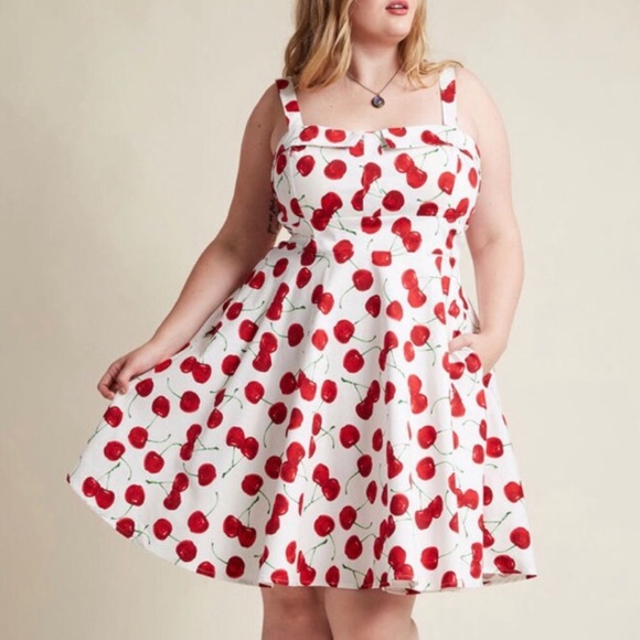 ModCloth iXiA Pull Up a Cherry A-Line Swing Dress - Picture 4 of 16